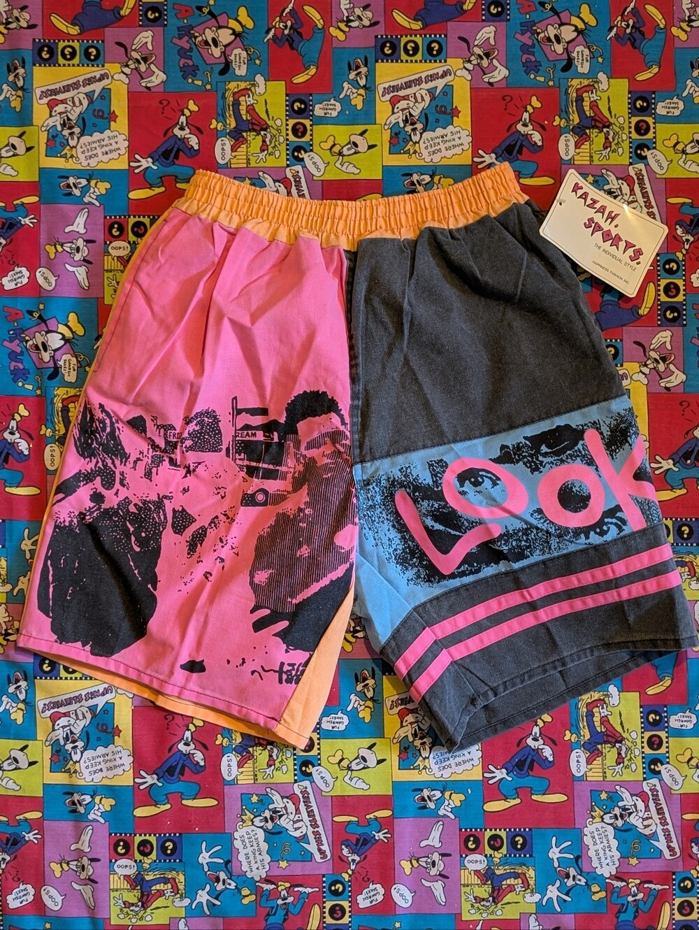 VTG 80's 90's Colorblock Graphic Men's Shorts Multicolor Swim Shorts M